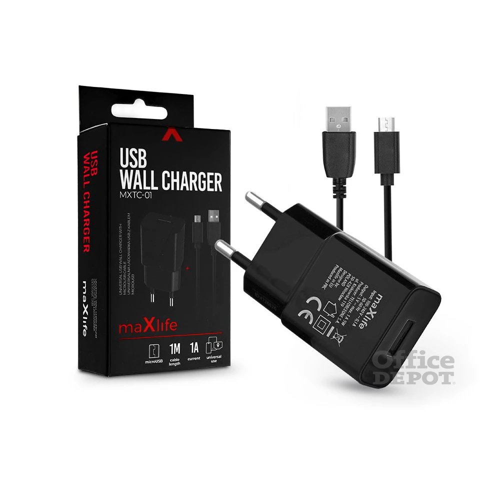 Haffner TF-0124 1A microUSB fekete hálózati töltő
