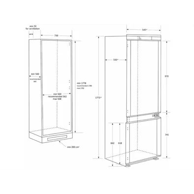 Haier HBW7518C beépíthető alulfagyasztós hűtőszekrény Haier HBW7518C beépíthető alulfagyasztós hűtőszekrény