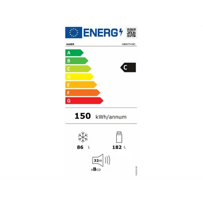 Haier HBW7518C beépíthető alulfagyasztós hűtőszekrény Haier HBW7518C beépíthető alulfagyasztós hűtőszekrény