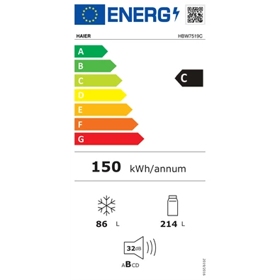 Haier HBW7519C beépíthető alulfagyasztós hűtőszekrény Haier HBW7519C beépíthető alulfagyasztós hűtőszekrény
