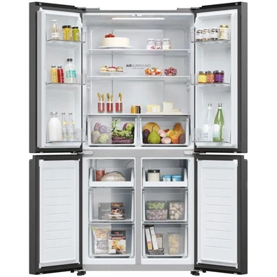 Haier HCR3818ENPT antracit, négyajtós, Hűtő:311L, Fagyasztó:156L, Total No frost hűtőszekrény