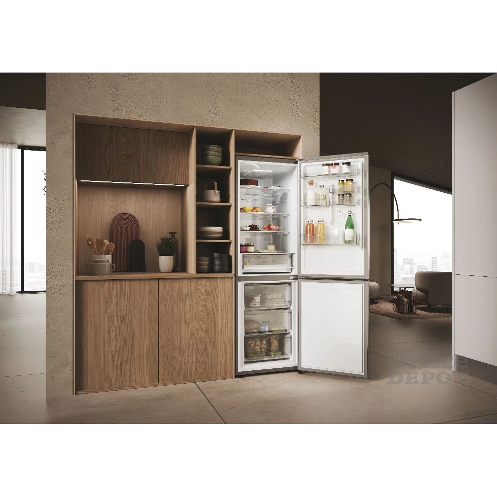 Haier HDPW3618DNPK inox, alulfagyasztós, Hűtő:235L, Fagyasztó:117L, Total No frost hűtőszekrény