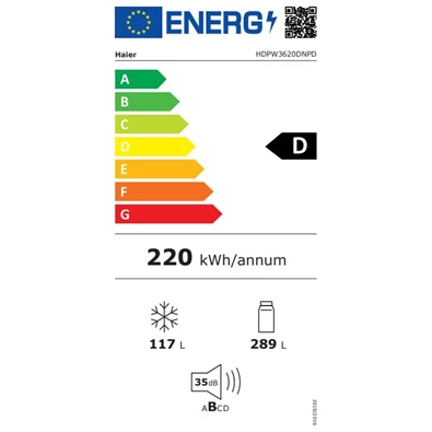 Haier HDPW3620DNPD sötét inox alulfagyasztós hűtőszekrény Haier HDPW3620DNPD sötét inox alulfagyasztós hűtőszekrény