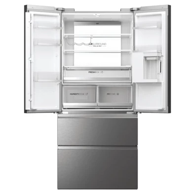 Haier HFW7819EWMP inox, francia ajtós, alulfagyasztós, Hűtő:356L, Fagyasztó:181L, Total No frost hűtőszekrény