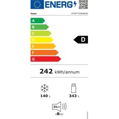 Haier HTW7720DNGW fehér, francia ajtós, alulfagyasztós, Hűtő:343L, Fagyasztó:140L, Total No frost hűtőszekrény