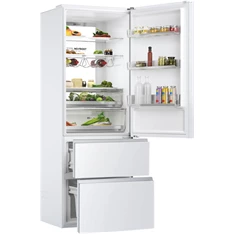 Haier HTW7720DNGW fehér, francia ajtós, alulfagyasztós, Hűtő:343L, Fagyasztó:140L, Total No frost hűtőszekrény