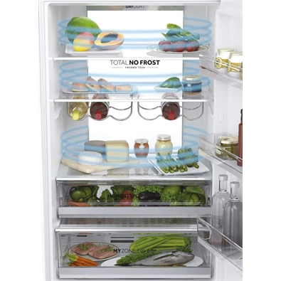 Haier HTW7720DNGW fehér, francia ajtós, alulfagyasztós, Hűtő:343L, Fagyasztó:140L, Total No frost hűtőszekrény