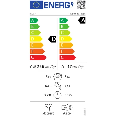 Haier HWD80-B14979-S mosó-szárítógép Haier HWD80-B14979-S mosó-szárítógép