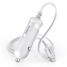 Hama 178303 iPad/iPhone Lightning (MFI) 2,4A fehér autós töltő Hama 178303 iPad/iPhone Lightning (MFI) 2,4A fehér autós töltő