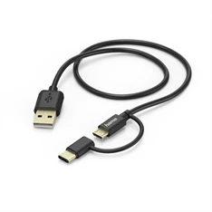 Hama 178327 micro USB - USB Type-C 2in1 fekete 1m adatkábel Hama 178327 micro USB - USB Type-C 2in1 fekete 1m adatkábel