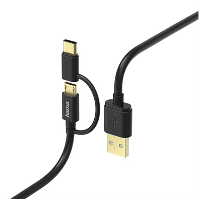 Hama 178327 micro USB - USB Type-C 2in1 fekete 1m adatkábel Hama 178327 micro USB - USB Type-C 2in1 fekete 1m adatkábel