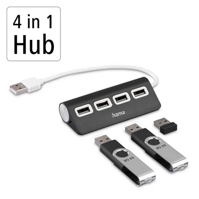 Hama 200119 1:4 BUSPOW fekete FIC USB 2.0 hub Hama 200119 1:4 BUSPOW fekete FIC USB 2.0 hub