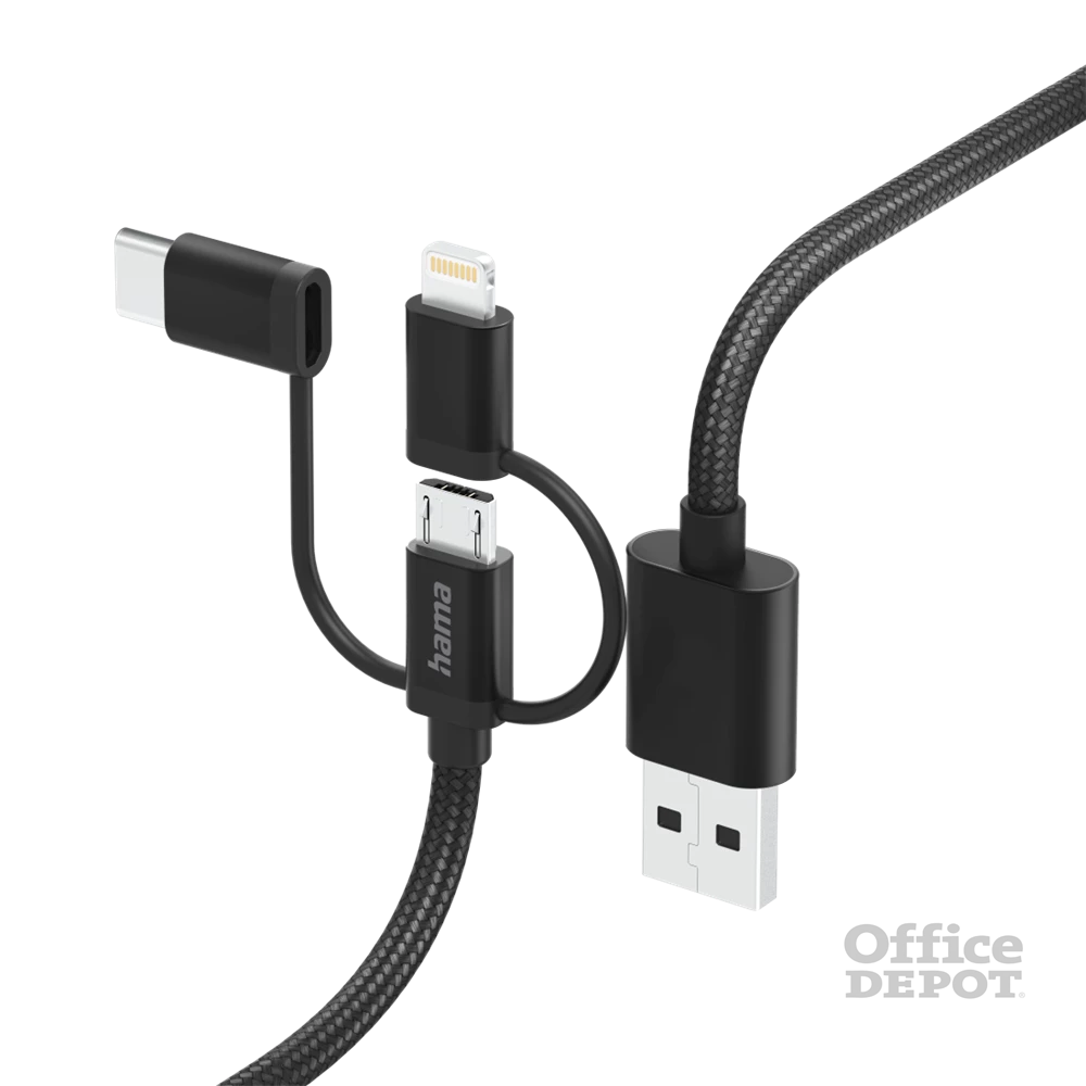 Hama 201536 FIC E3 3in1 micro USB / Type-C / Lightning 1,5m adatkábel
