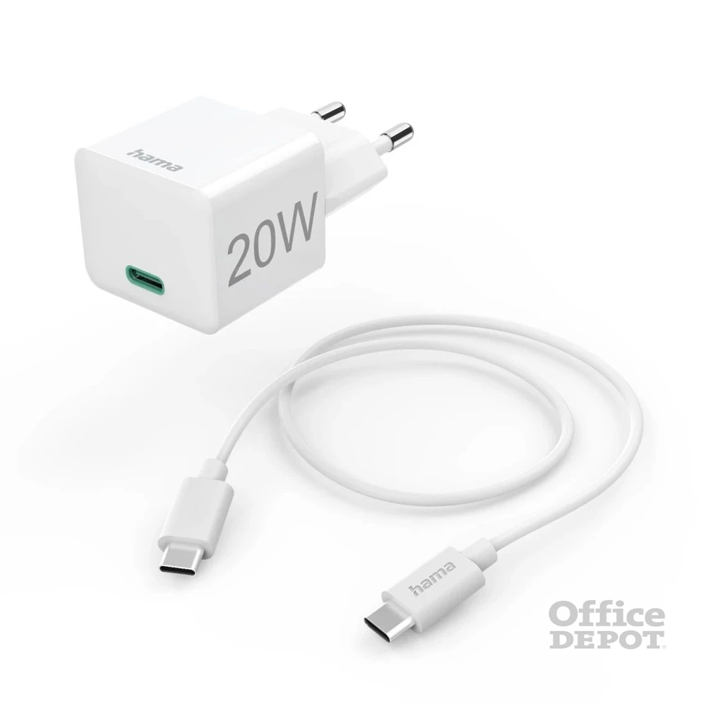 Hama 201675 FIC E3 PD QC 20W fehér hálózati adapter + kábel