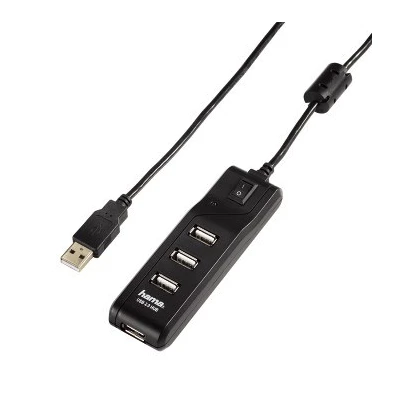 Hama 54590 fekete 4 portos fekete kapcsolós USB 2.0 HUB Hama 54590 fekete 4 portos fekete kapcsolós USB 2.0 HUB
