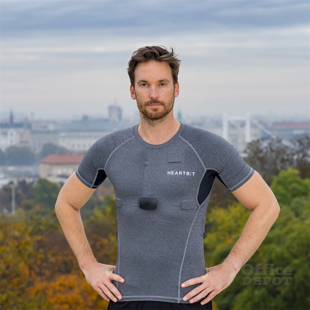HeartBit "S" szürke férfi póló + EKG gél szett