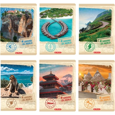 Herlitz Around the World 3D UV soft touch A4 60lapos kockás füzet Herlitz Around the World 3D UV soft touch A4 60lapos kockás füzet