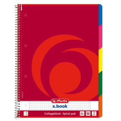 Herlitz College A4 100lapos színregiszteres kockás spirálfüzet Herlitz College A4 100lapos színregiszteres kockás spirálfüzet