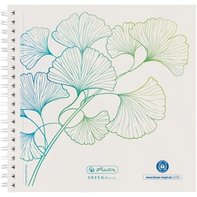 Herlitz GREENline Ginkgo 14,8x14,8cm 100lapos pontozott belívű spirálfüzet Herlitz GREENline Ginkgo 14,8x14,8cm 100lapos pontozott belívű spirálfüzet