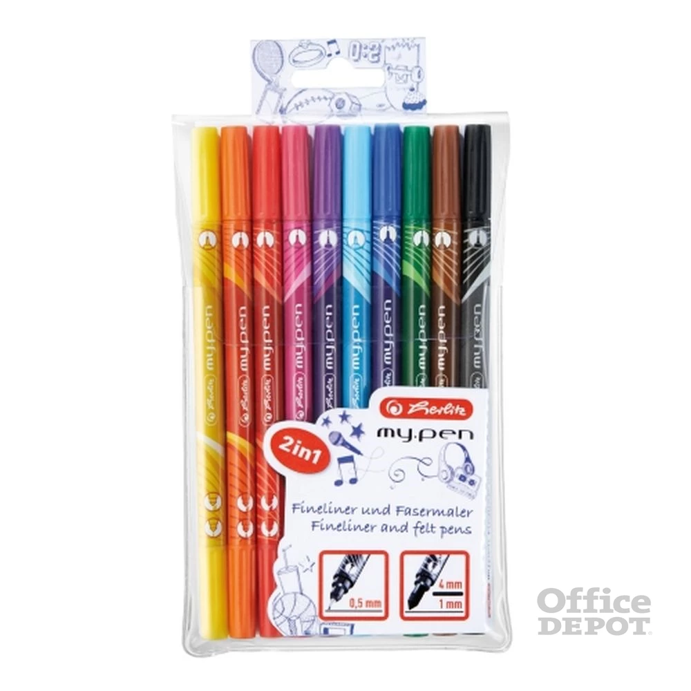 Herlitz my.pen kétvégű 10db-os vegyes színű filctoll készlet