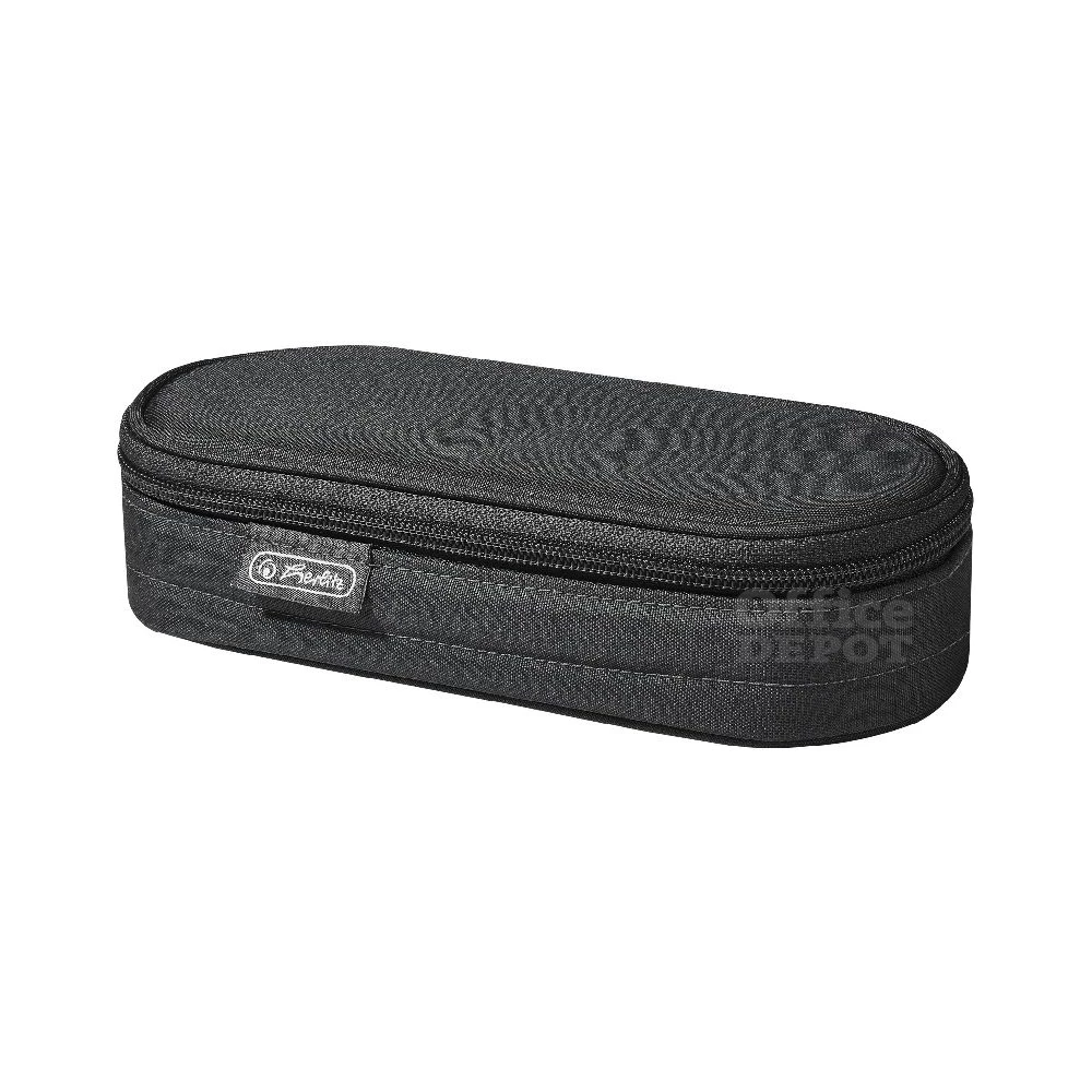 Herlitz Uni ovális 1 klapnis 1 cipzáras zsebes fekete tolltartó