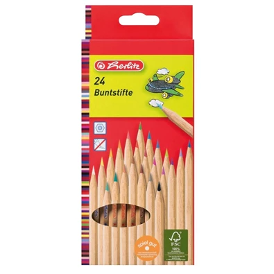Herlitz natúrfa 24db-os vegyes színű színes ceruza készlet Herlitz natúrfa 24db-os vegyes színű színes ceruza készlet