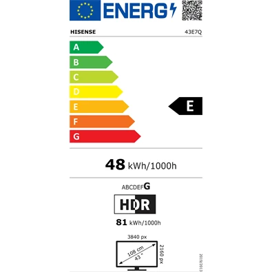 Hisense 43" 43E7Q 4K UHD Smart QLED TV