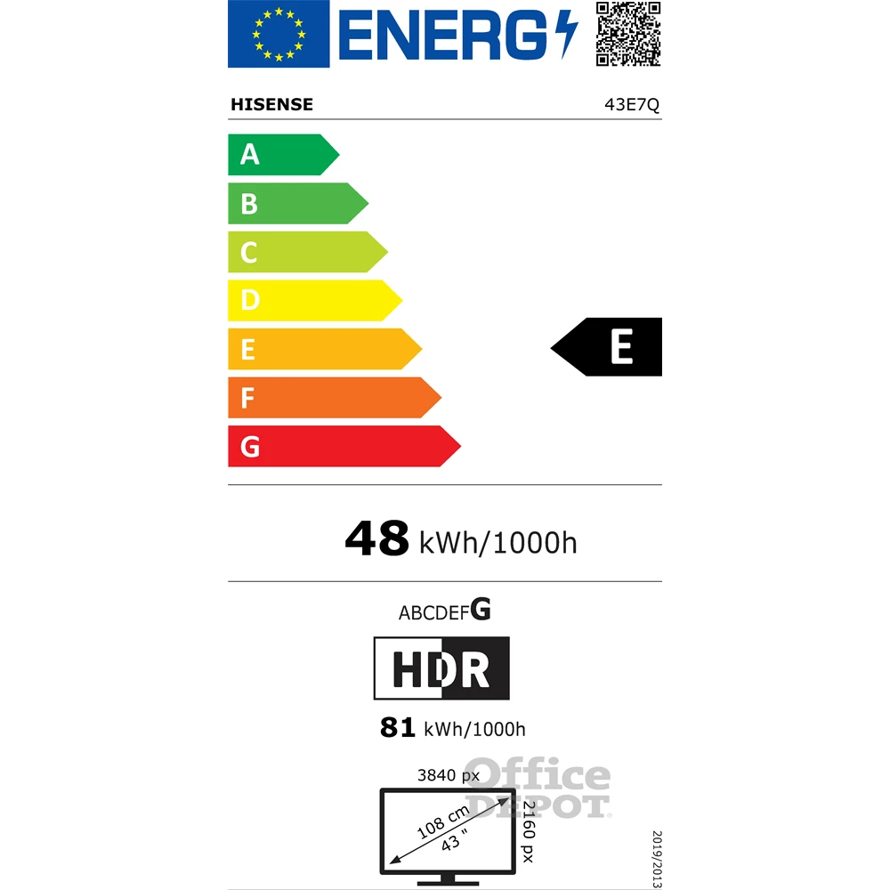 Hisense 43" 43E7Q 4K UHD Smart QLED TV