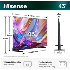 Hisense 43" 43E7S 4K UHD Smart QLED TV