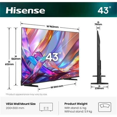 Hisense 43" 43E7S 4K UHD Smart QLED TV