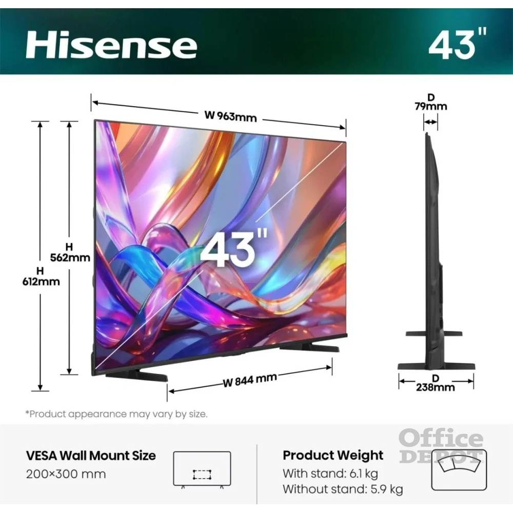 Hisense 43" 43E7S 4K UHD Smart QLED TV