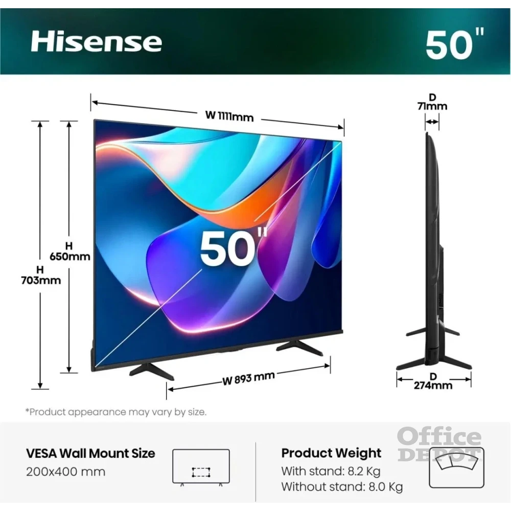 Hisense 50" 50A6S 4K UHD Smart LED TV