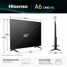 Hisense 65" 65A6Q 4K UHD Smart LED TV (Újszerű)