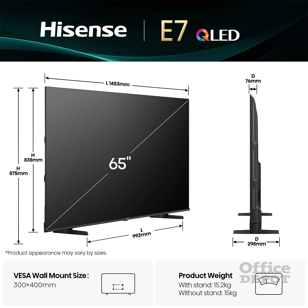 Hisense 65" 65E7Q 4K UHD Smart QLED TV