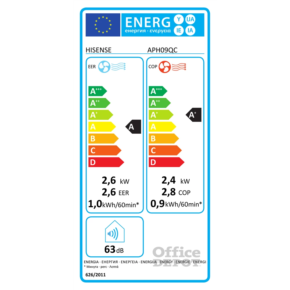 Hisense APH09QC 2,4/2,6kW hűtő-fűtő wifis mobil klíma