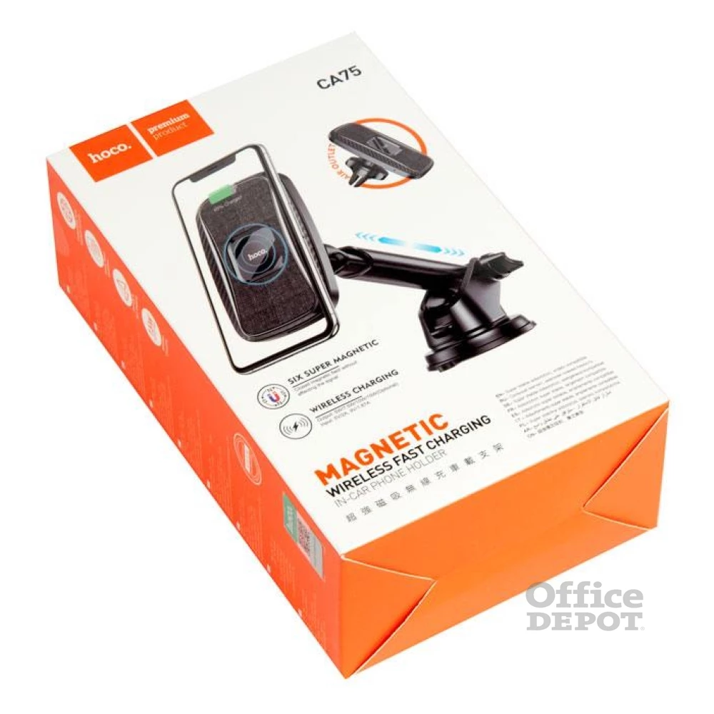 Hoco HOC0174 CA75 10W univerzális műszerfalra/szellőzőrácsba helyezhető mágneses autós töltő és tartó