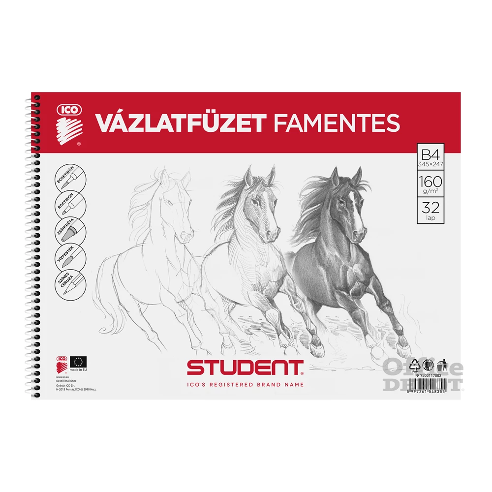 ICO Student B4 famentes vázlatfüzet