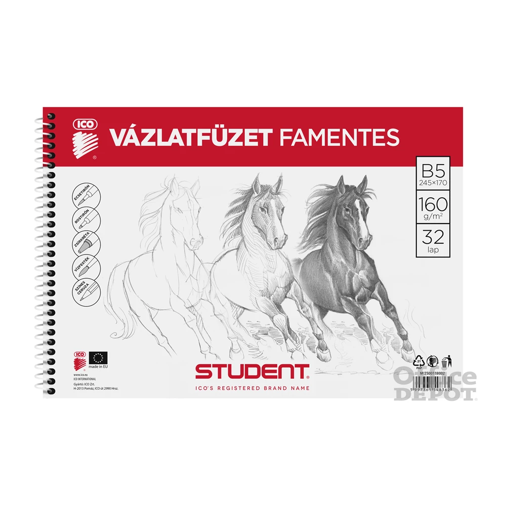 ICO Student B5 famentes vázlatfüzet