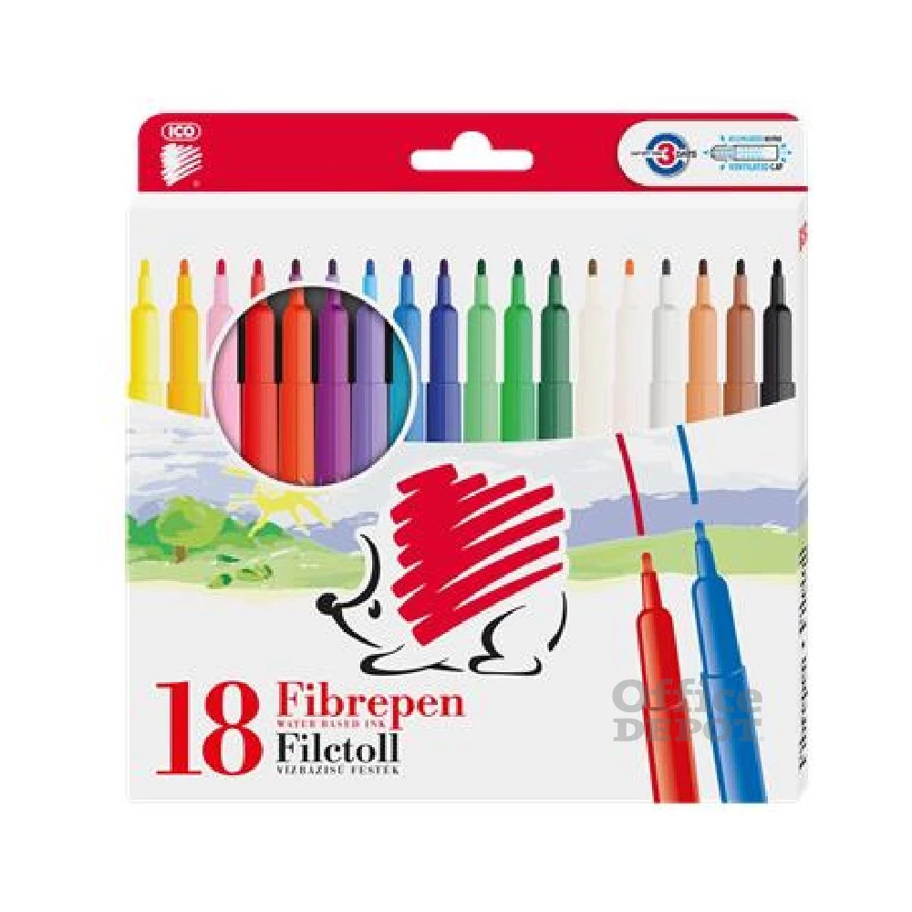 ICO Süni 300 D18 18 különféle színű rostirón