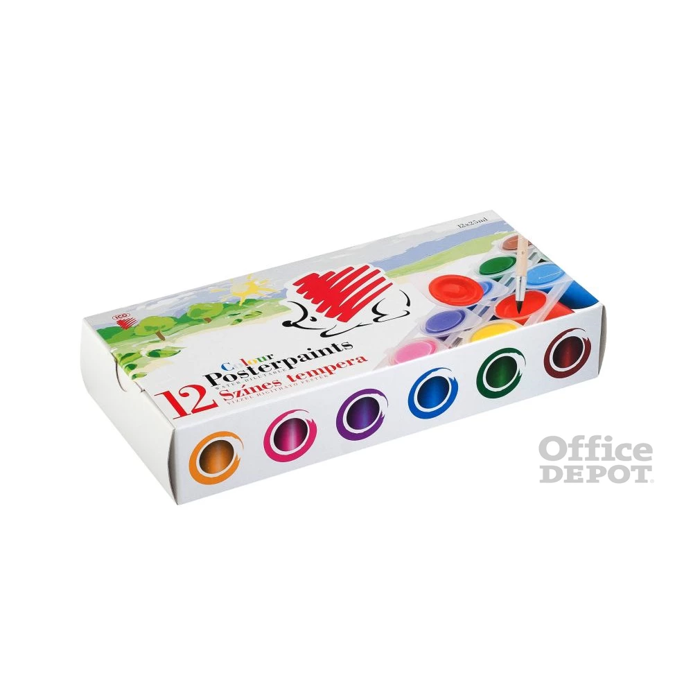 ICO Süni 25ml tégelyes 12 színű tempera készlet