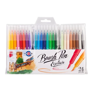 ICO Brush Pen D24 24db különféle színű ecsetirón ICO Brush Pen D24 24db különféle színű ecsetirón