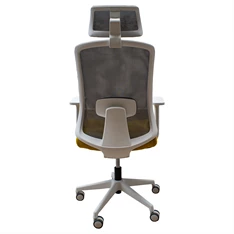 IRISOffice Aurora sárga/szürke ergonómikus, szövet-hálós irodai forgószék fej és háttámasszal