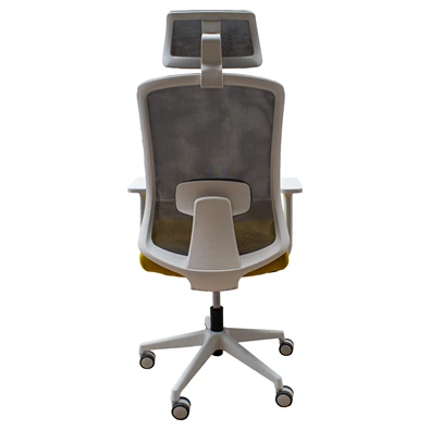 IRISOffice Aurora sárga/szürke ergonómikus, szövet-hálós irodai forgószék fej és háttámasszal