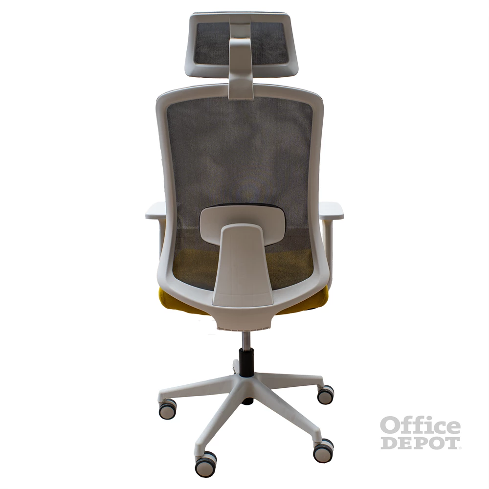 IRISOffice Aurora sárga/szürke ergonómikus, szövet-hálós irodai forgószék fej és háttámasszal
