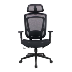 IRISOffice Nimbus fekete ergonómikus, szövet-hálós irodai forgószék fej és háttámasszal