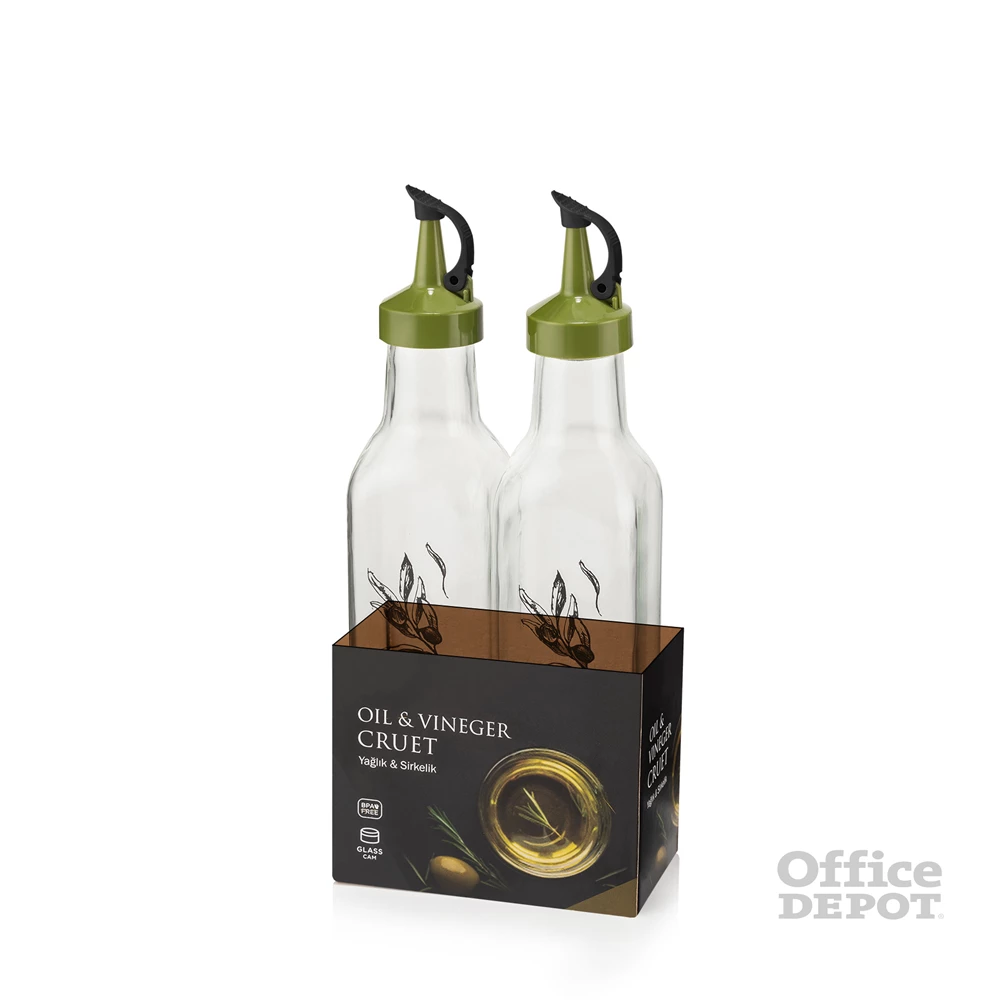 IRIS C-00253 Olaj és ecet kiöntő szett 2 darabos, 2*250ml, fekete vagy zöld színű