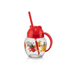 IRIS C-00373 Cute üvegbögre szívószállal 370ml, piros, zöld vagy sárga színű IRIS C-00373 Cute üvegbögre szívószállal 370ml, piros, zöld vagy sárga színű