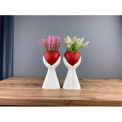 IRIS E5754 szív a kézben dekoráció művirággal 10x27cm IRIS E5754 szív a kézben dekoráció művirággal 10x27cm