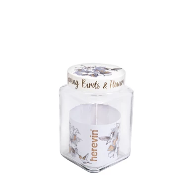IRIS Flower üveg négyszögletes fűszertartó 1.500ml, virág mintával, bézs színű 144015-040 IRIS Flower üveg négyszögletes fűszertartó 1.500ml, virág mintával, bézs színű 144015-040