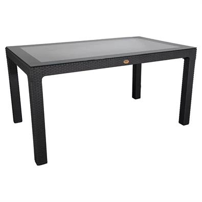 IRIS GF-220A ECO antracit műanyag kerti asztal rattan üveglappal 90x150cm IRIS GF-220A ECO antracit műanyag kerti asztal rattan üveglappal 90x150cm